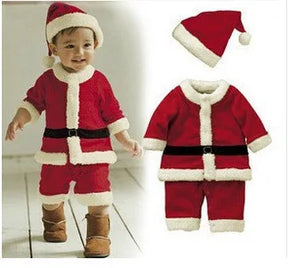 Natal bebê papai noel traje do bebê meninos meninas 3/4 manga roupas da criança crianças vestido crianças roupas para 1-8 anos