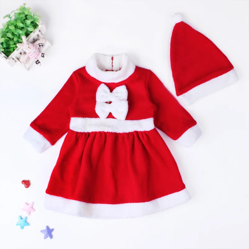 Natal bebê papai noel traje do bebê meninos meninas 3/4 manga roupas da criança crianças vestido crianças roupas para 1-8 anos