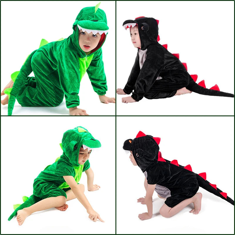 Bonito crianças animal dinossauro kugurumi traje cosplay meninos criança verde preto jardim de infância escola festa jogo role play terno umorden