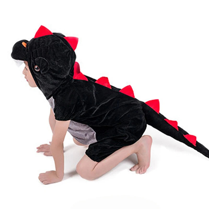 Bonito crianças animal dinossauro kugurumi traje cosplay meninos criança verde preto jardim de infância escola festa jogo role play terno umorden