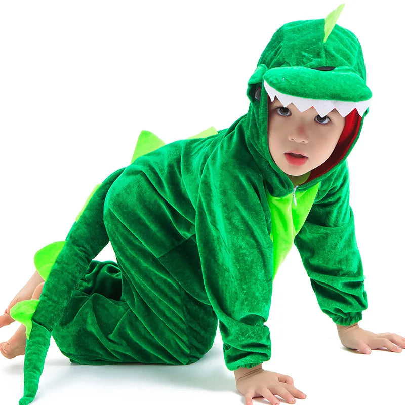 Bonito crianças animal dinossauro kugurumi traje cosplay meninos criança verde preto jardim de infância escola festa jogo role play terno umorden