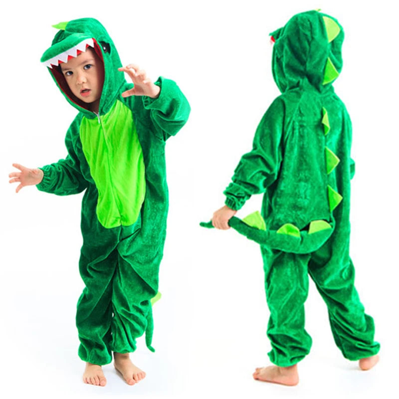 Bonito crianças animal dinossauro kugurumi traje cosplay meninos criança verde preto jardim de infância escola festa jogo role play terno umorden