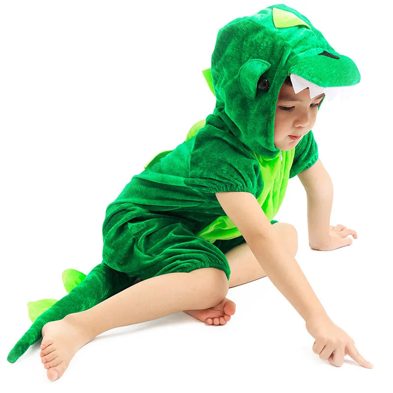 Bonito crianças animal dinossauro kugurumi traje cosplay meninos criança verde preto jardim de infância escola festa jogo role play terno umorden