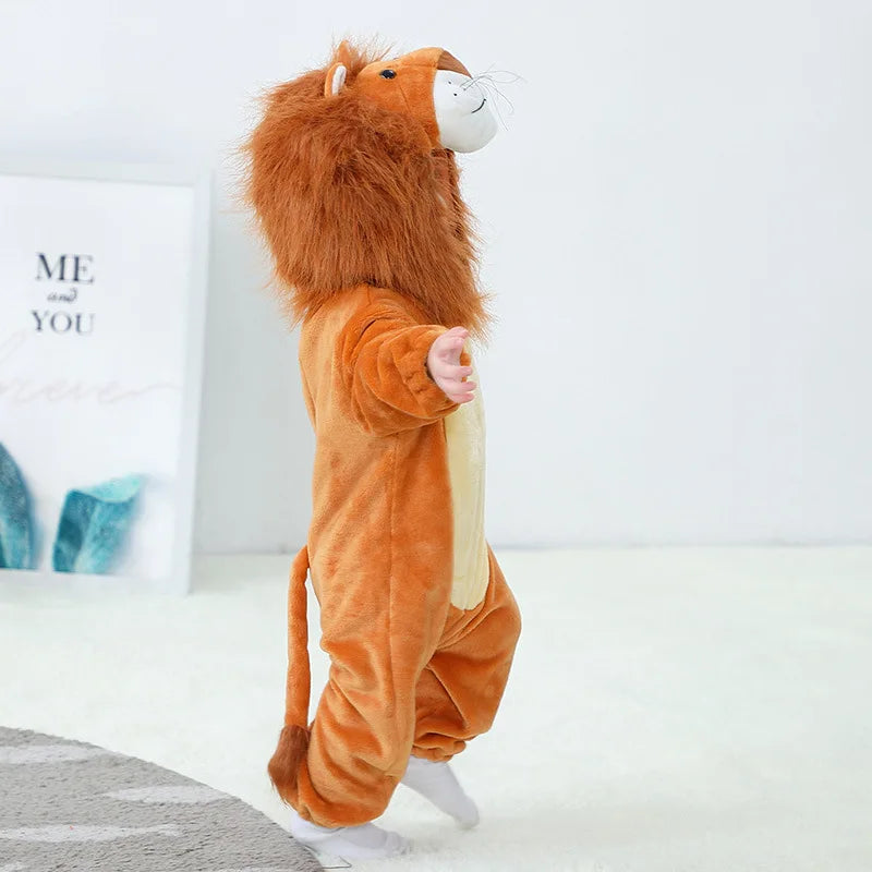 Roupa da criança unisex bebê animal traje leão traje para crianças homewear meninos macacão halloween vestir-se macacão