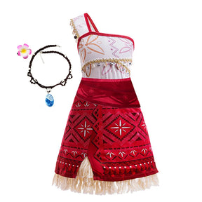 New Movie Moana 2 Vestido para meninas Adventure Costume Girl Princesa Roupas extravagantes Crianças Vaiana Carnival Party Necklace Pig Set