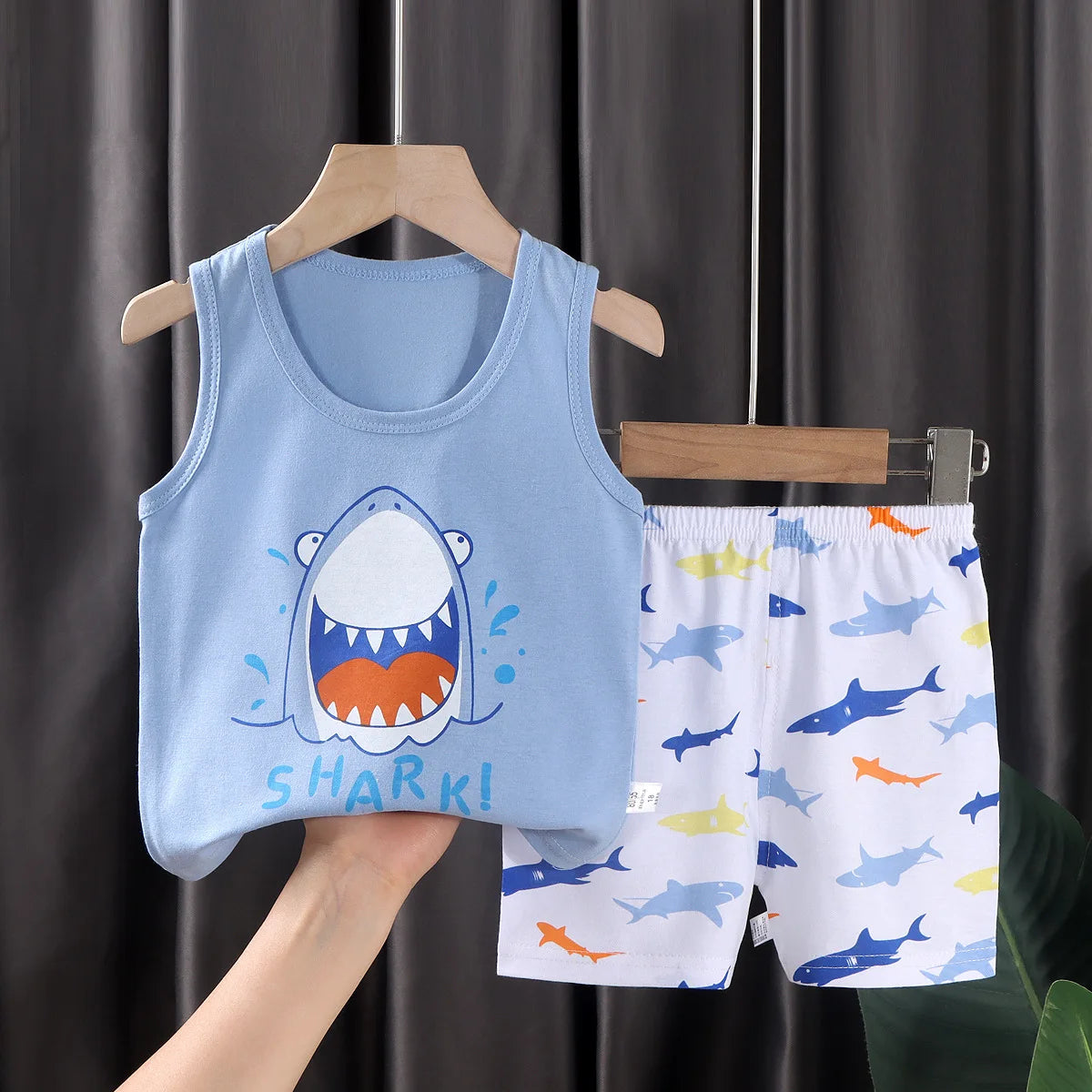 Conjuntos de roupas de algodão infantil, camisetas e shorts, roupas sem mangas para bebês meninos e meninas, roupas infantis, 2 peças, verão