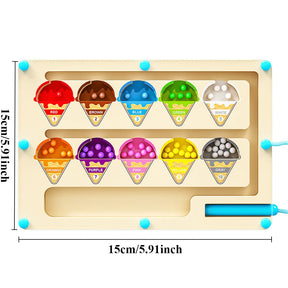 Labirinto magnético de cores e números, montessori, aprendizagem de madeira, contagem, quebra-cabeça, brinquedos de habilidades motoras finas para crianças pequenas, meninos e meninas