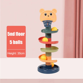 Brinquedos do bebê Sliding Rolling Balls Pile Tower Empilhamento Early Educational Puzzle Rotating Spin Track Toddler Presentes Para Crianças Crianças