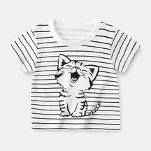 Camiseta infantil de manga curta, 100% algodão, roupas de bebê, roupas infantis, meninos, meninas, verão