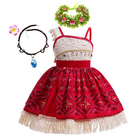 New Movie Moana 2 Vestido para meninas Adventure Costume Girl Princesa Roupas extravagantes Crianças Vaiana Carnival Party Necklace Pig Set