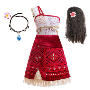 New Movie Moana 2 Vestido para meninas Adventure Costume Girl Princesa Roupas extravagantes Crianças Vaiana Carnival Party Necklace Pig Set