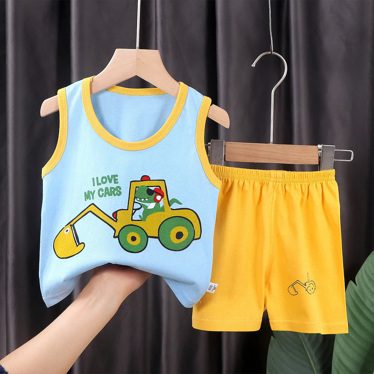 Conjuntos de roupas de algodão infantil, camisetas e shorts, roupas sem mangas para bebês meninos e meninas, roupas infantis, 2 peças, verão