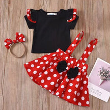 Minnie Cosplay infantil com bandana, conjunto de roupas de bebê, traje de aniversário de menina, roupas infantis, tops com pontos, saia, verão de 1 a 5 anos