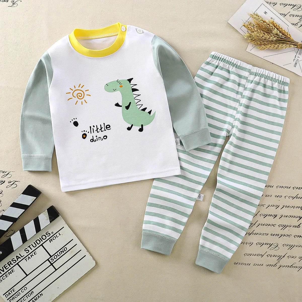 Conjunto de Pijamas de Algodão Infantil, Roupas Infantis, Calças, Roupa Interior, Presente de Natal, Meninos, Meninas, Outono, Inverno