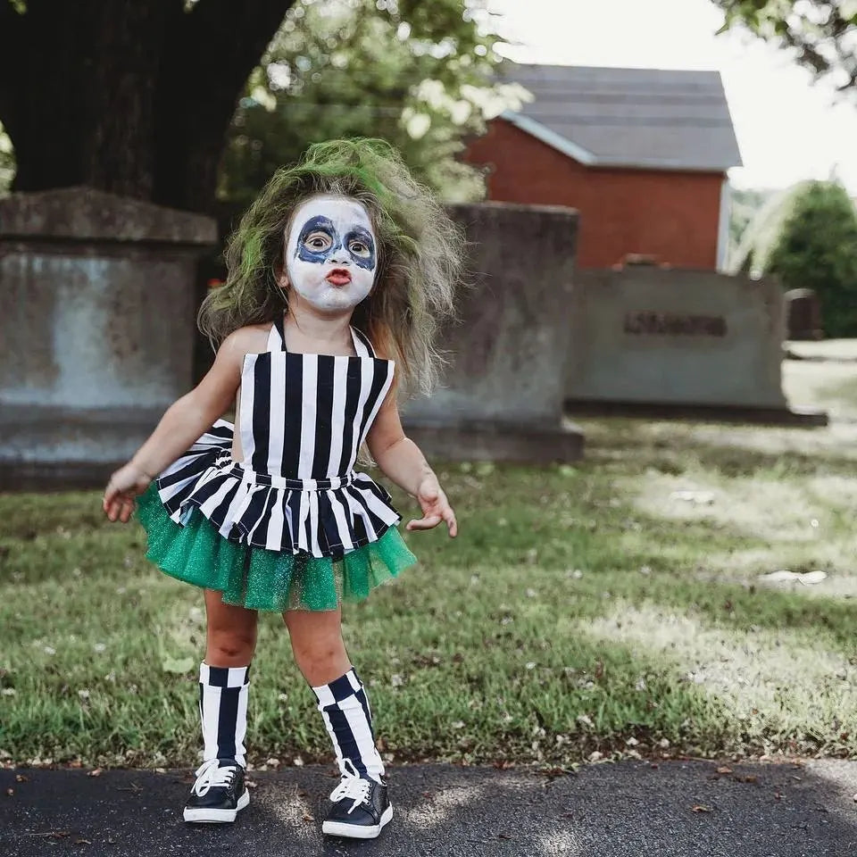 Macacão Halloween com meia para bebê menina e menino, traje vestido, irmã e irmão Cosplay, festa de aniversário, roupas de carnaval, criança, 2-7 anos