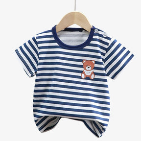 Camiseta infantil de manga curta, 100% algodão, roupas de bebê, roupas infantis, meninos, meninas, verão