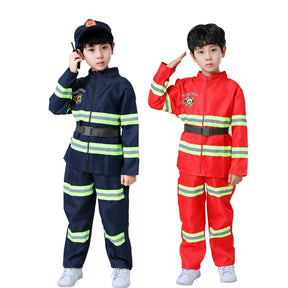 Uniforme infantil de bombeiro, Sam Fireman Role Work Clothing, terno para menino e menina, trajes de festa, cosplay infantil de Halloween