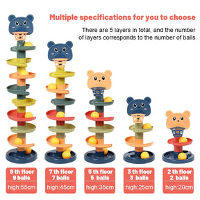 Brinquedos do bebê Sliding Rolling Balls Pile Tower Empilhamento Early Educational Puzzle Rotating Spin Track Toddler Presentes Para Crianças Crianças