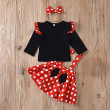 Minnie Cosplay infantil com bandana, conjunto de roupas de bebê, traje de aniversário de menina, roupas infantis, tops com pontos, saia, verão de 1 a 5 anos